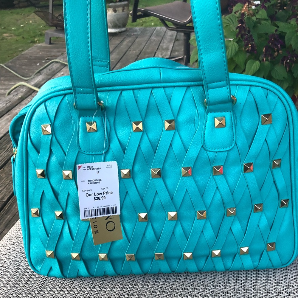 Teal studded bag